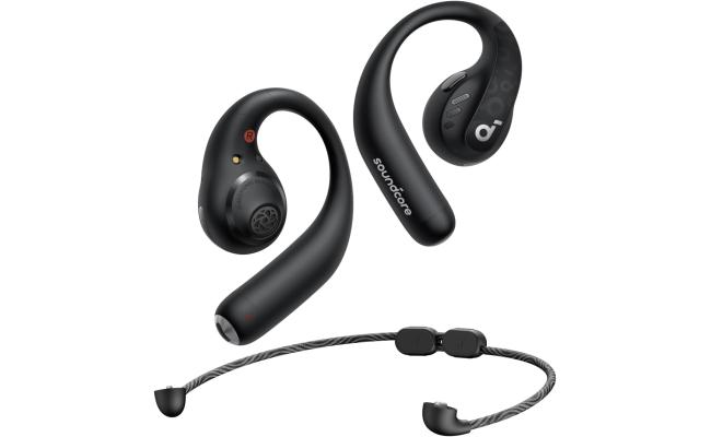 Anker Soundcore AeroFit Pro Open-Ear Headphones, Ultra Comfort, Secure Fit, Ergonomic Design, Rich Sound with LDAC, Bluetooth 5.3, IPX5 Water-Resistant, 46H Playtime - Black